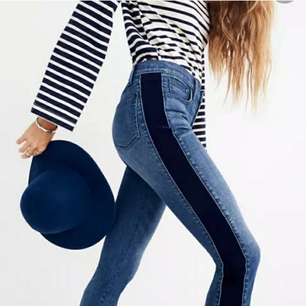 MADEWELL THE PERFECT VINTAGE Jeans  Velvet Tuxedo Stripe Edition Size 26
